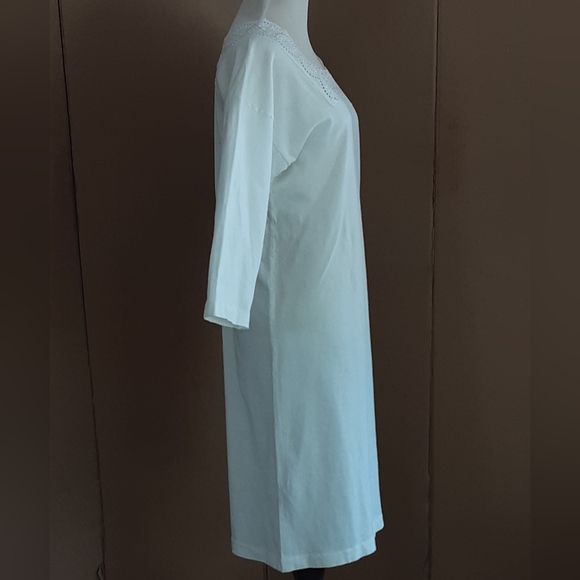 White Lace Embroidered Paisley Square Neckline 100% Cotton Casual Dress Sz M - Picture 5 of 7